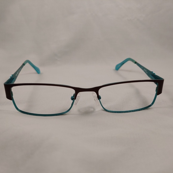 PHOEBE COUTURE Rx Eyeglass Frames Brown Metal Rims - Picture 2 of 8